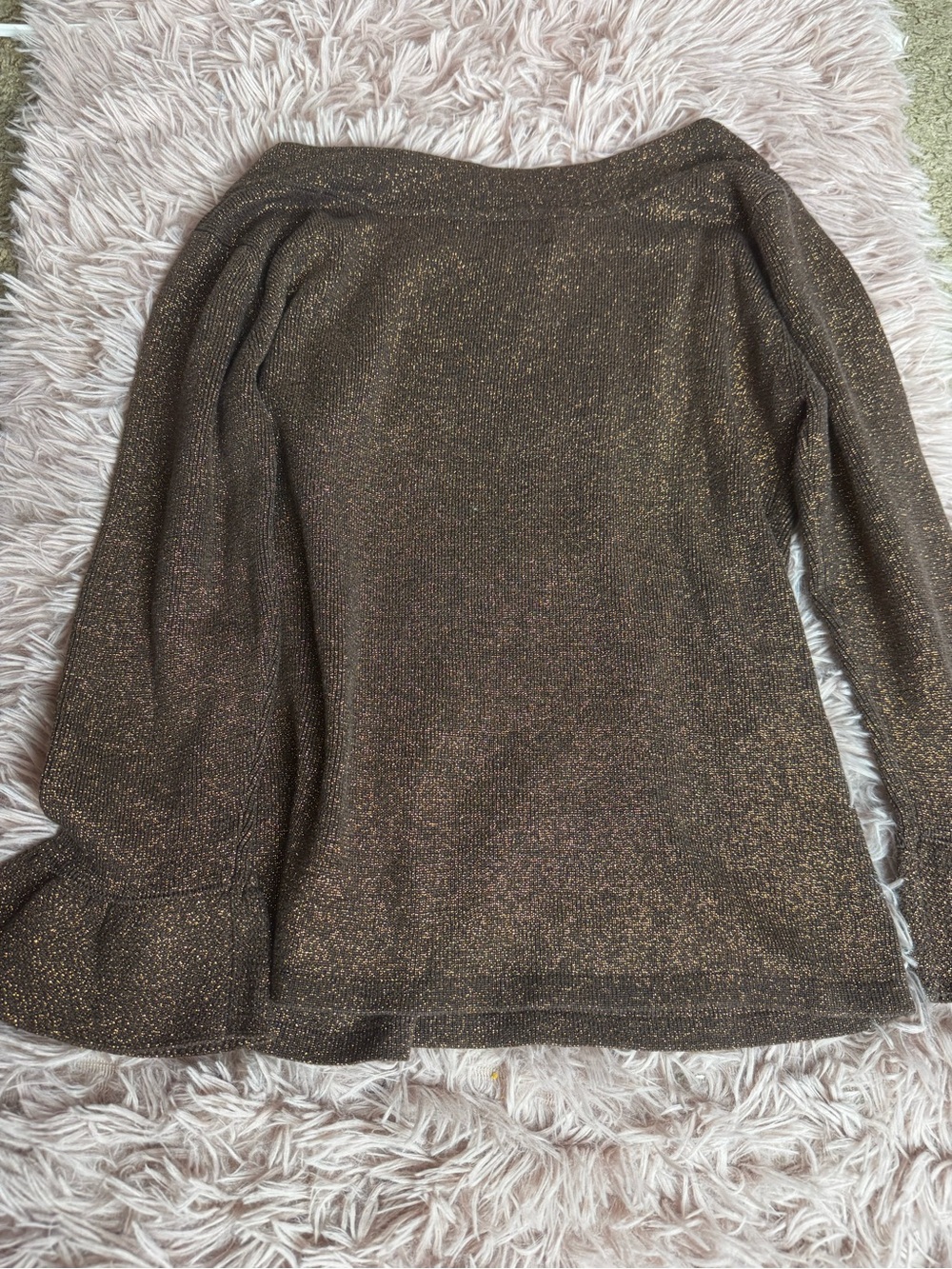 Vintage Joseph A Qu’est-ce Que C’est silk Metallic ball sleeve sweater gold bron - Picture 4 of 5